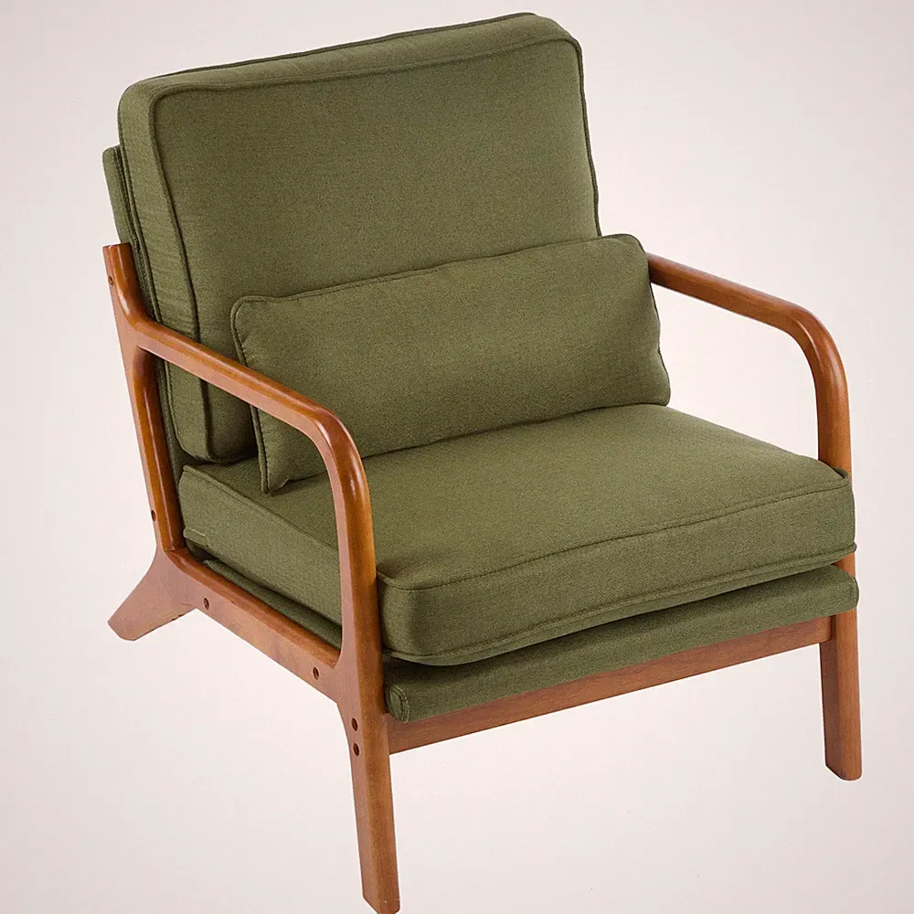 Accent Chair Mid Century Modern Chairs with Solid Wood Frame & Soft Cushion