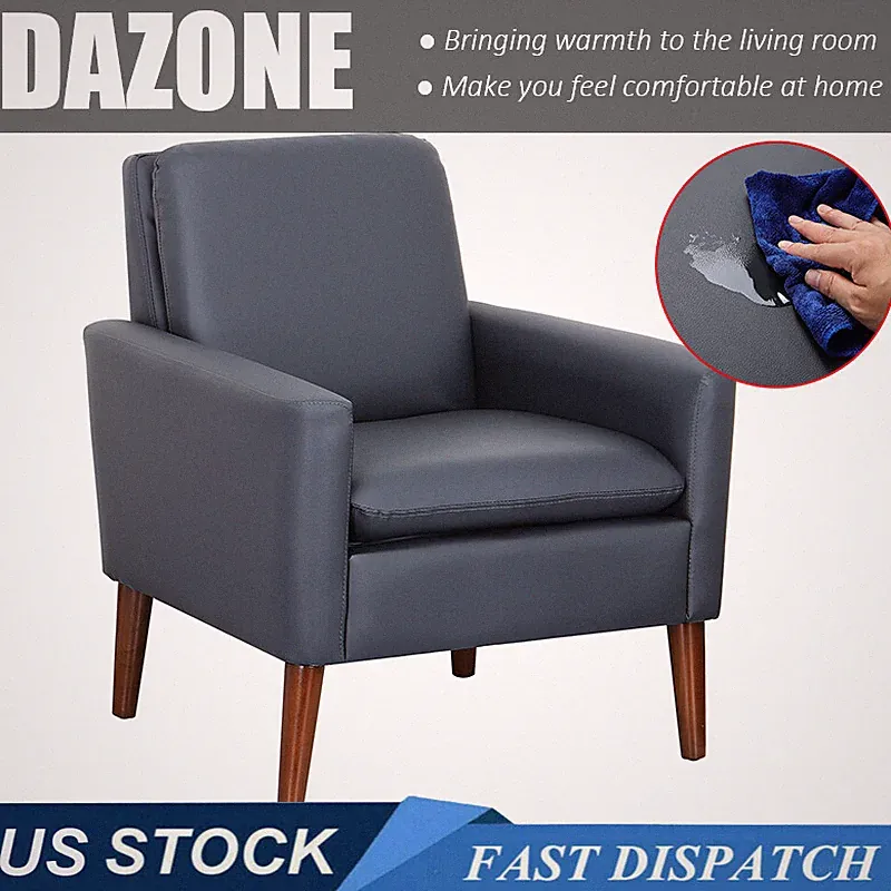 Accent Chair PU Leather Single Sofa Modern Chair Upholstered Lounge Armchair US