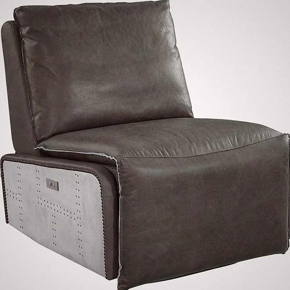 ACME Metier Power Motion Recliner in Gray Top Grain Leather and Aluminum