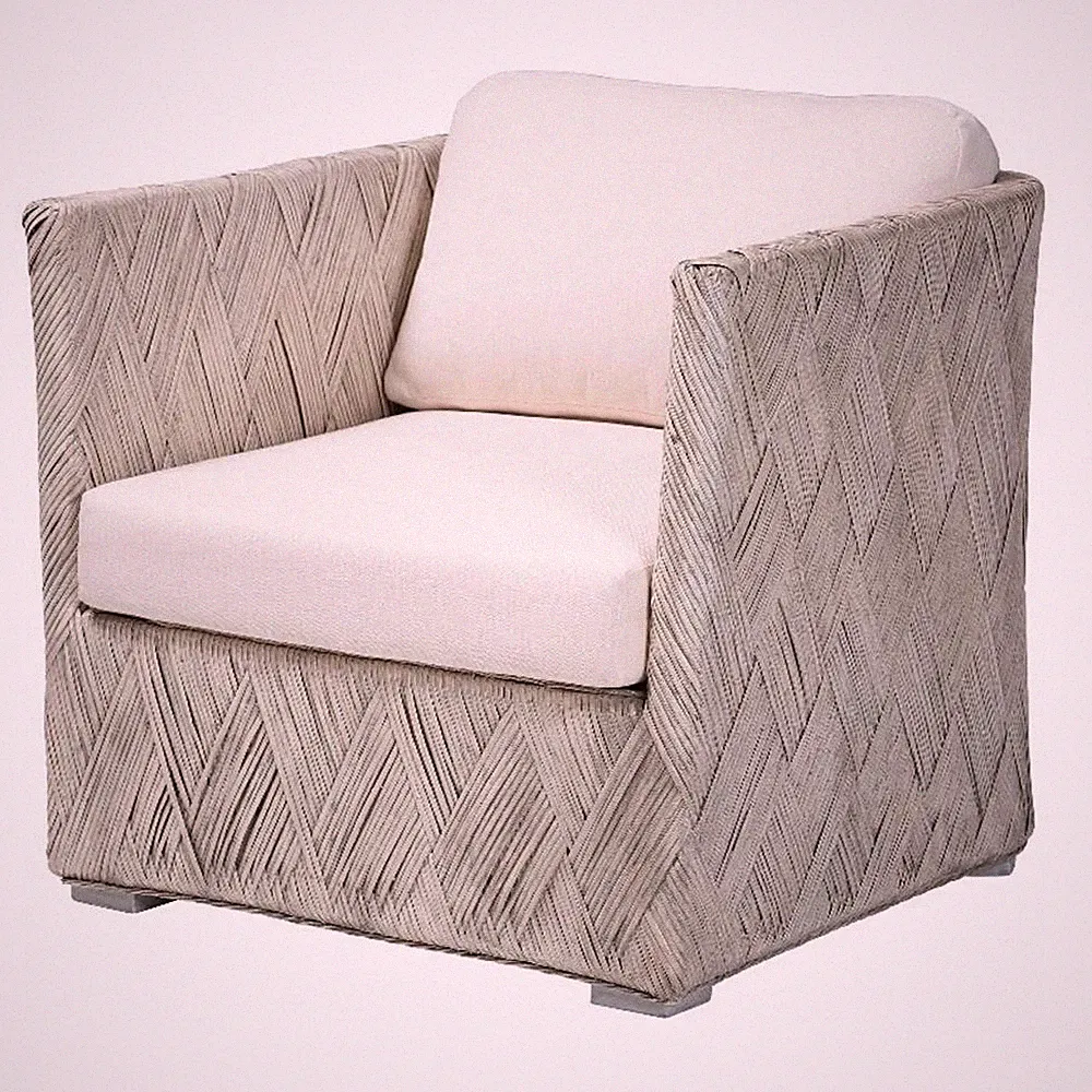 bali & pari Melbourne Natural Rattan Lounge Chair Handwoven Wicker Armchair