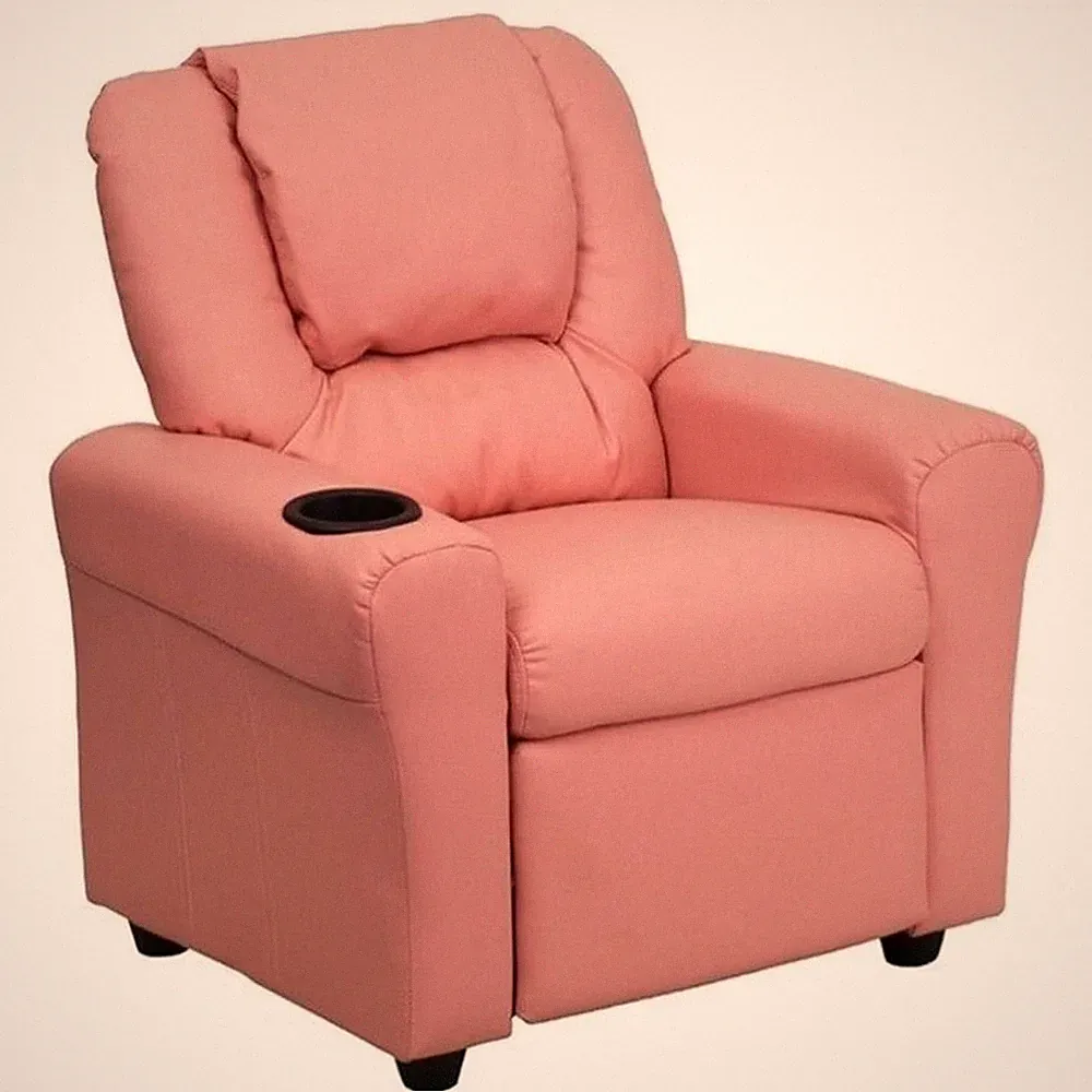 Bowery Hill Faux Leather Recliner in Pink