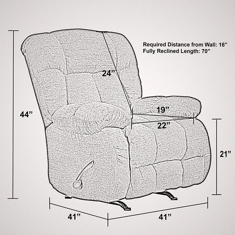 Brock Rocker Recliner in Chocolate Brown Polyester Chenile Fabric