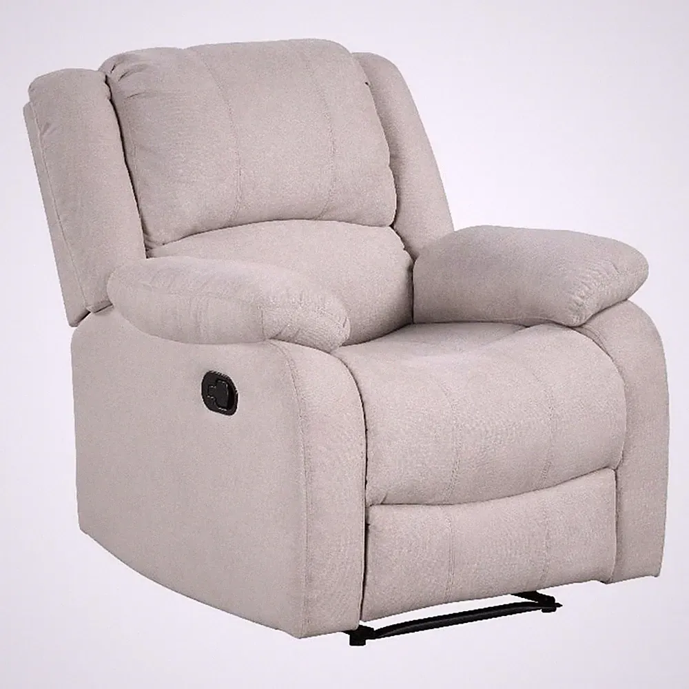 Chris Manual Pull Tab Recliner Chair- Tufted Oatmeal Beige Polyester