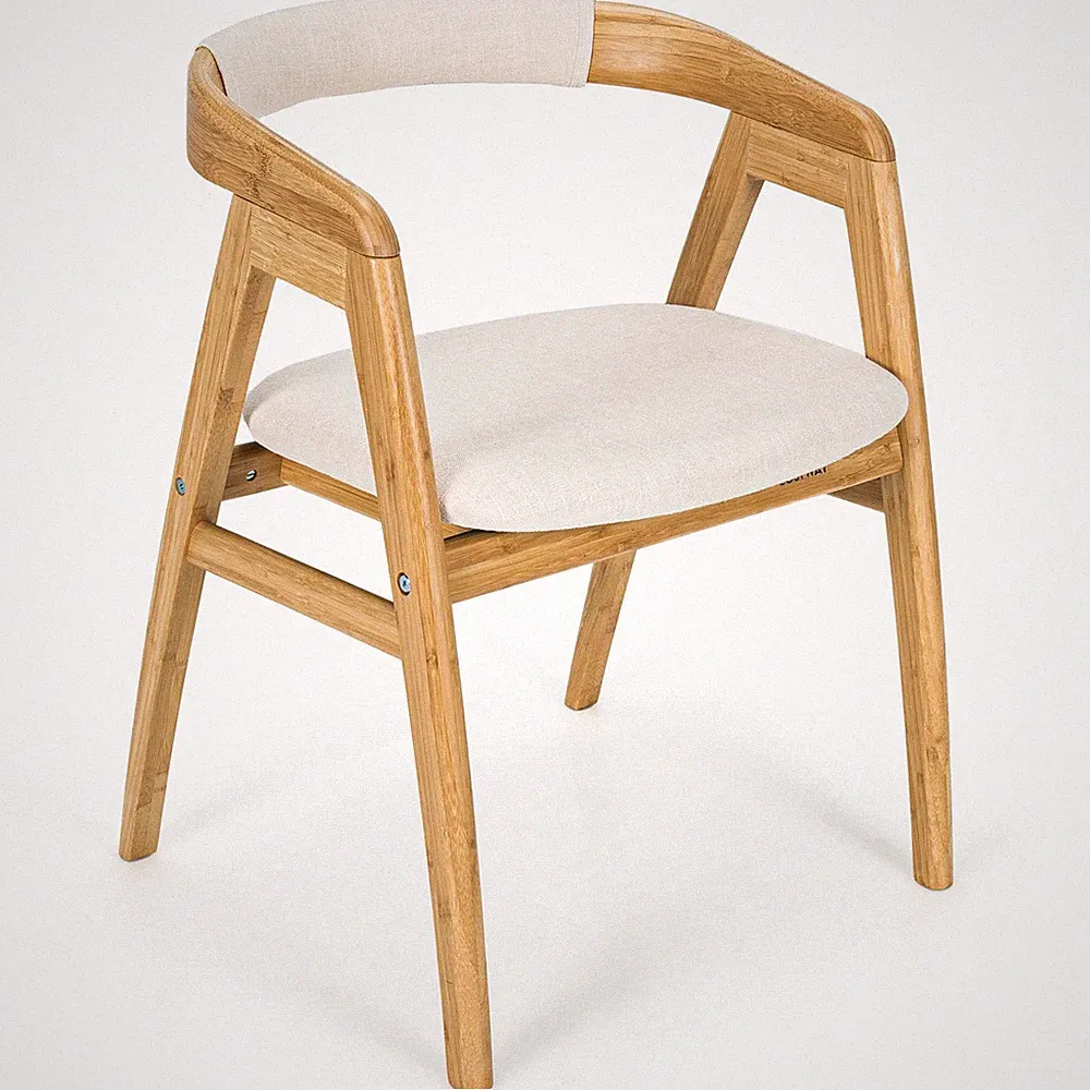 COSTWAY Bamboo Accent Chair Modern Painted Bamboo Leisure Chair with Fiber Cushi