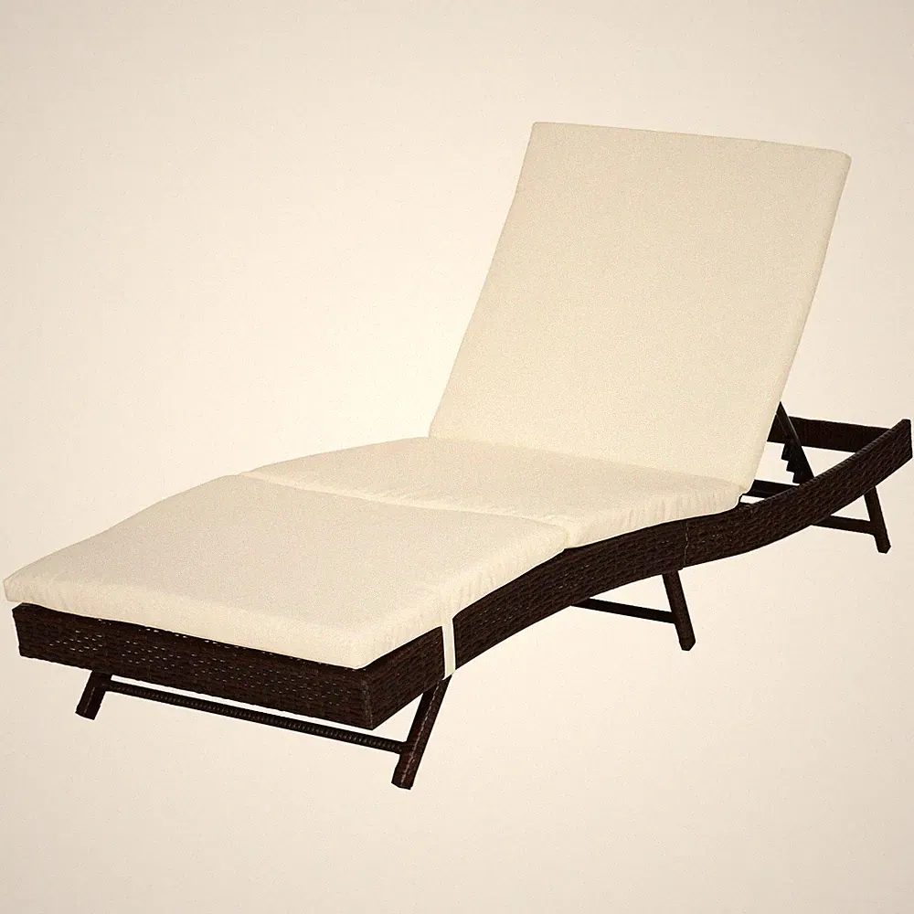 Cushioned Outdoor Lounge Chair 396lb Load 78.75in Recliner Coffee