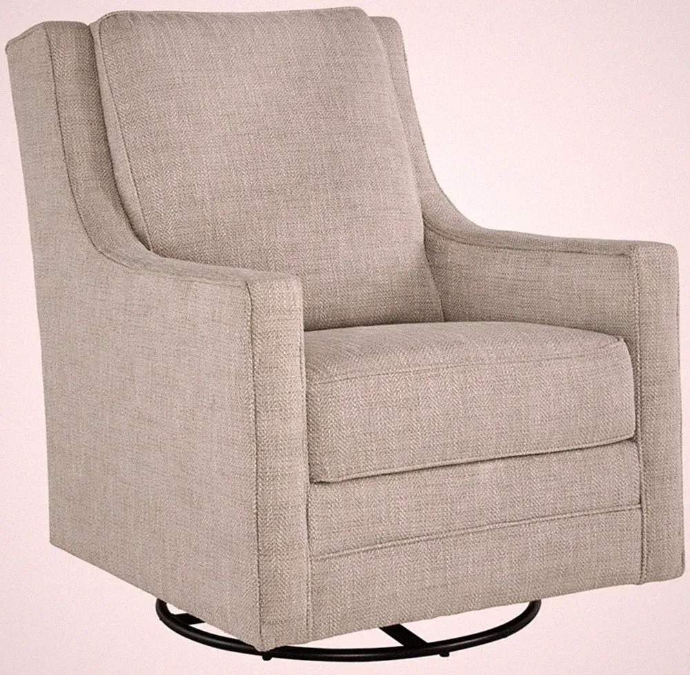 Kambria Casual Upholstered Swivel Glider Accent Chair, Gray