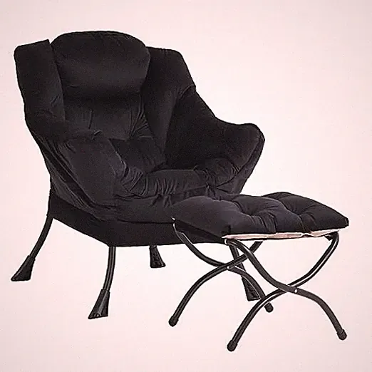 Lazy Chair and Ottoman, Large Accent Lounge Chair with Armrests and a Black