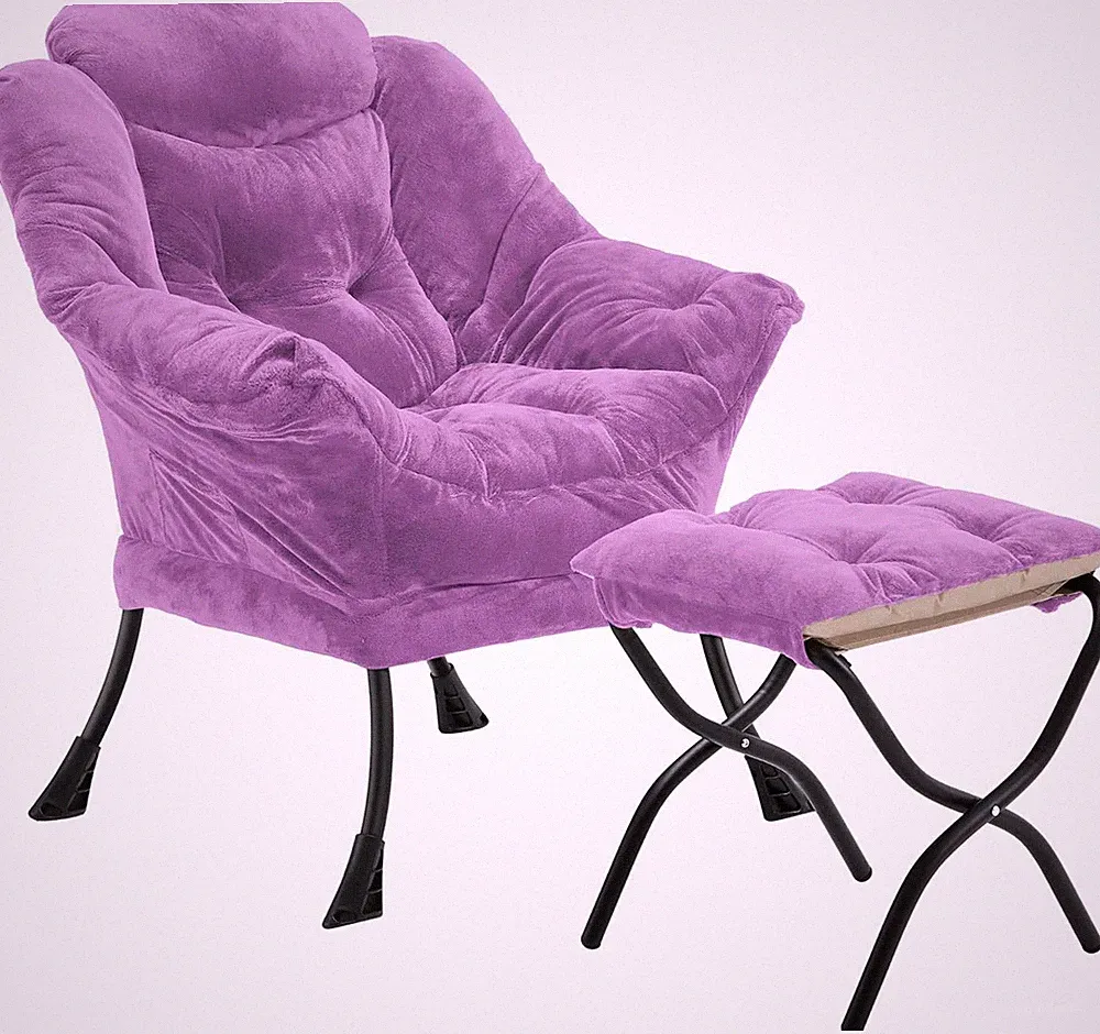 Lazy Chair Thick Padded, Accent Chair Velvet Upholstered with Wide Seat