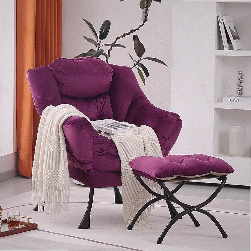 Lazy Chair w/Ottoman,Modern Accent Chair Contemporary Lounge Leisure Sofa Chair
