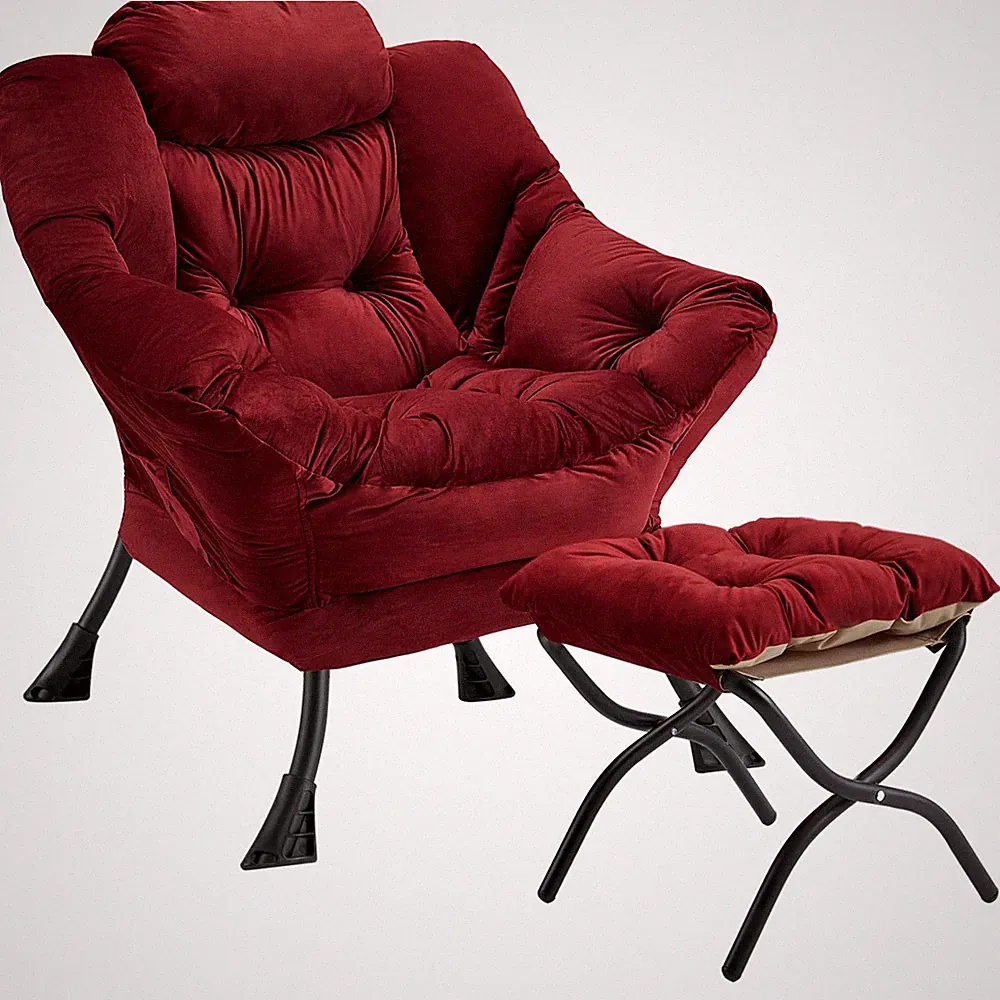 Lazy Chair with Folding Ottoman Modern Large Accent Chair,Contemporary Lounge...