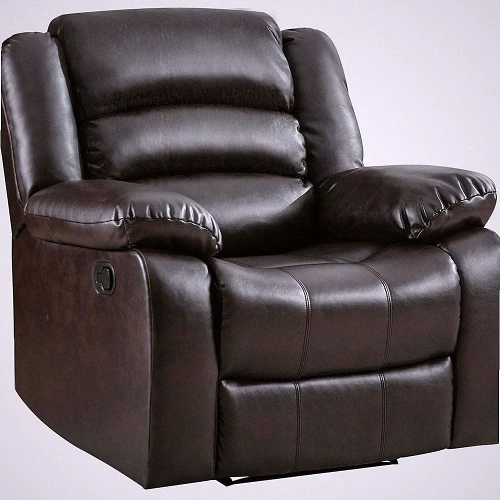 Manual Recliner Chair, Overstuffed Single Sofa Recliner with Breathable Faux