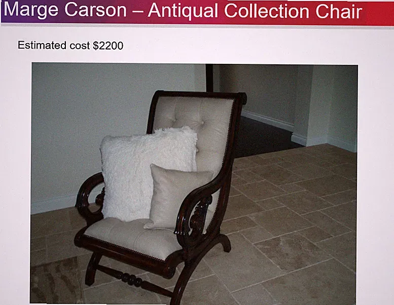 Marge Carson – Antiqua Lounge Chair Collection Large Mahogany & Leather Armchair