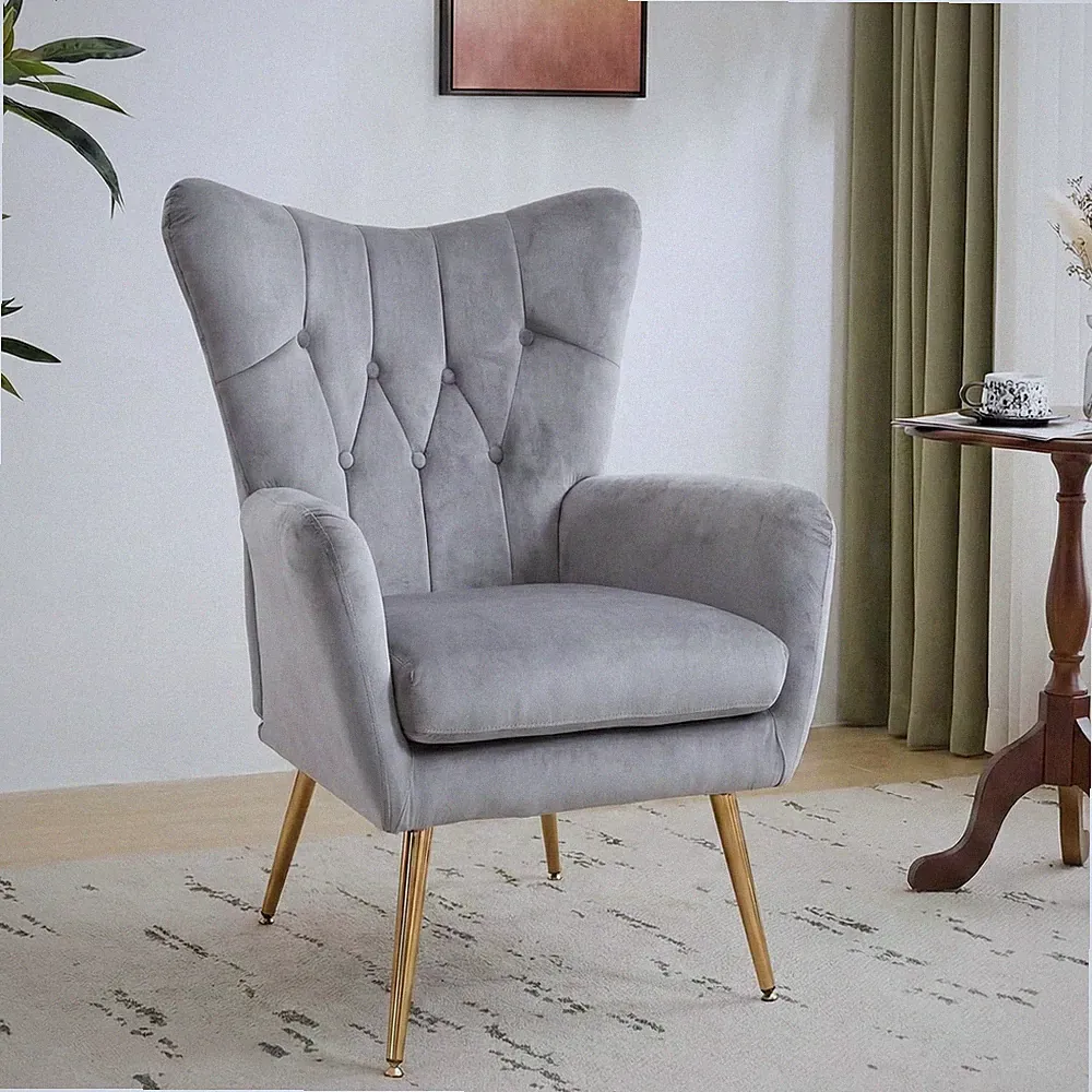 Modern Chic Mid-Century Velvet Accent Armchair for Living Room, Bedroom, or H...