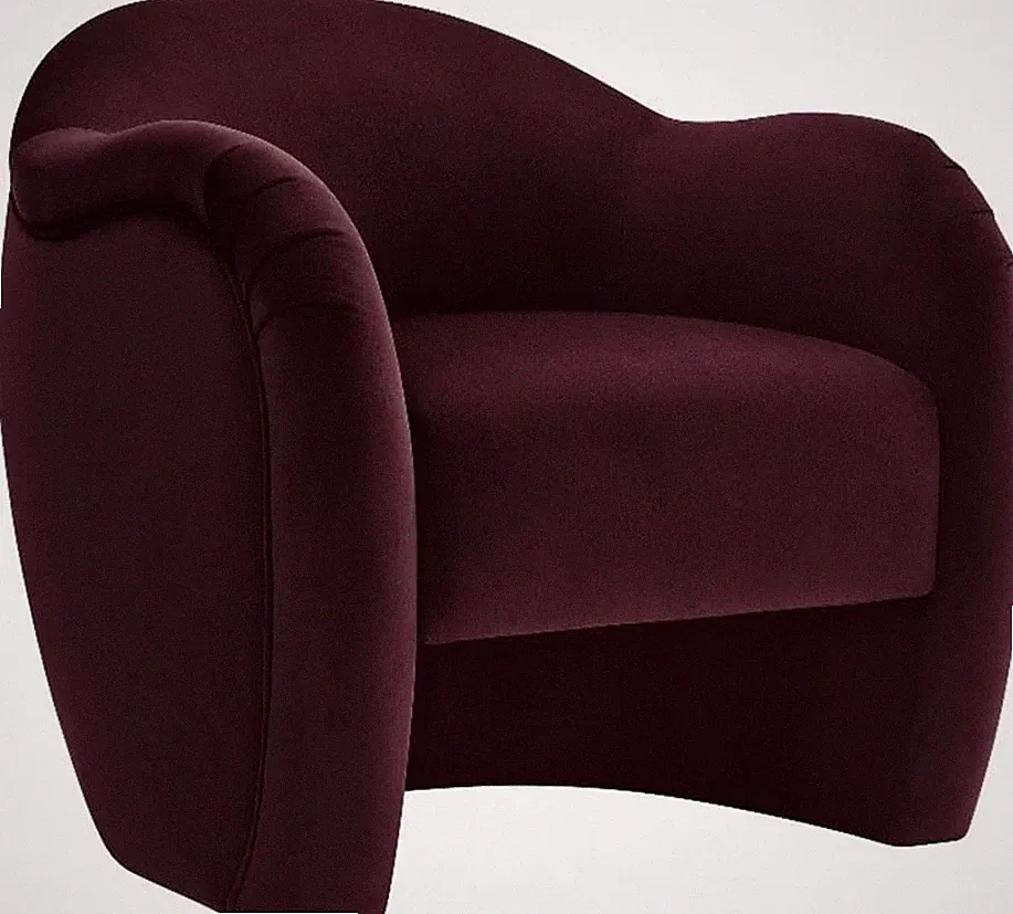Mulberry Velvet Barrel Chair - Cozy Accent Lounge Armchair