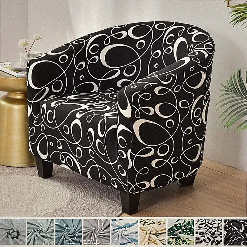 Nordic Flowers Tub Chair Cover Stretch Club Couch Armchair Slipcovers Elastic