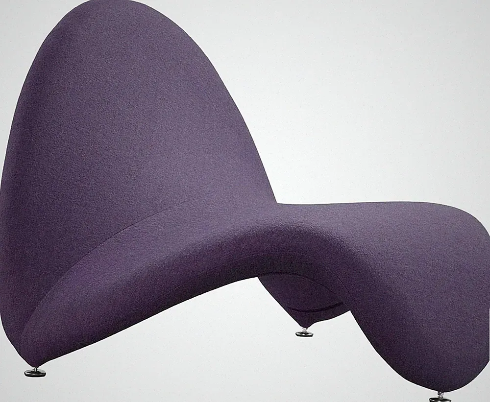 Purple Modern Abstract Lounge Chair with Sculptural Design and Metal Frame