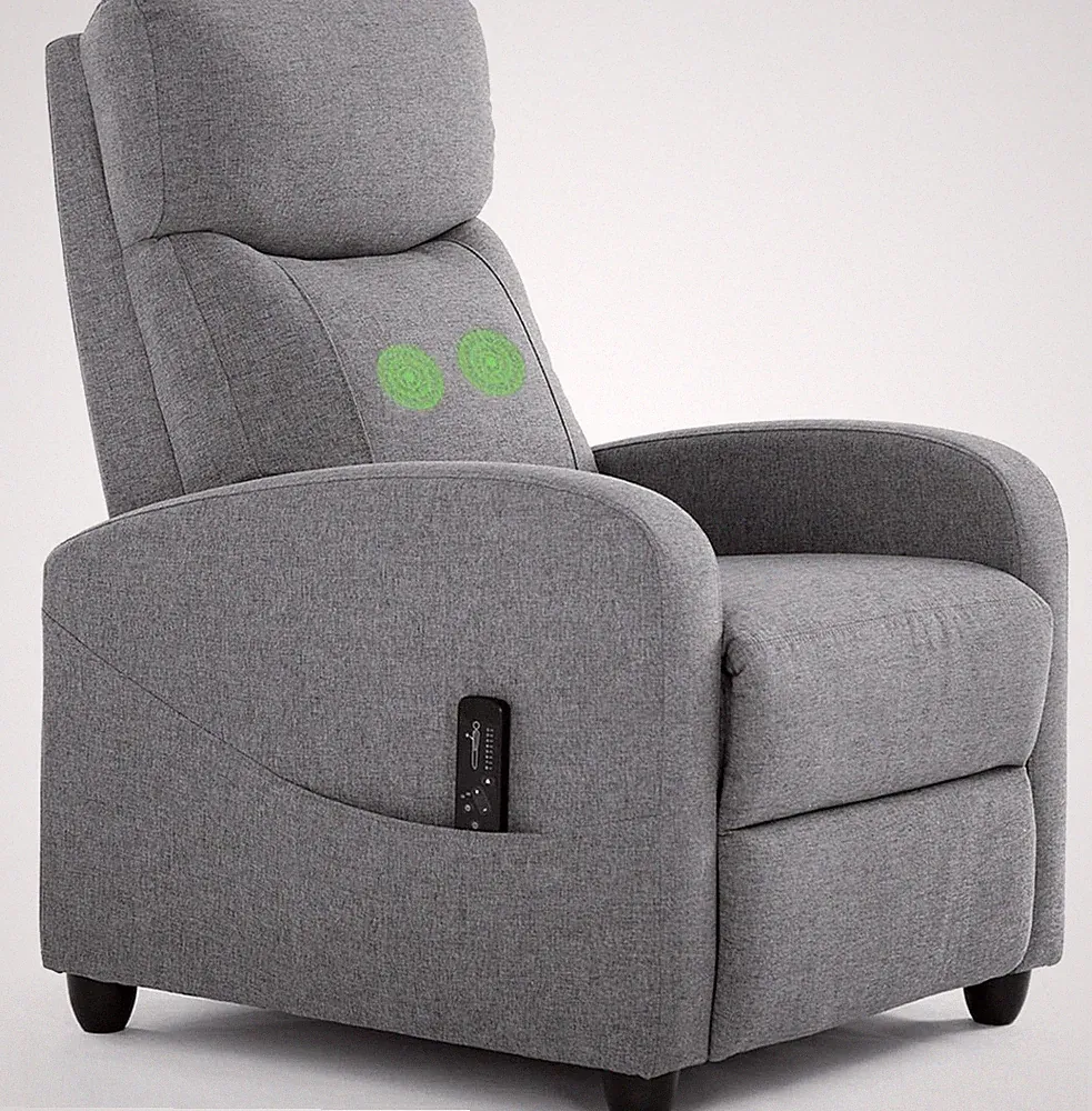 Recliner Chair with Massage and Lumbar Support, Small Fabric Home Theater seat