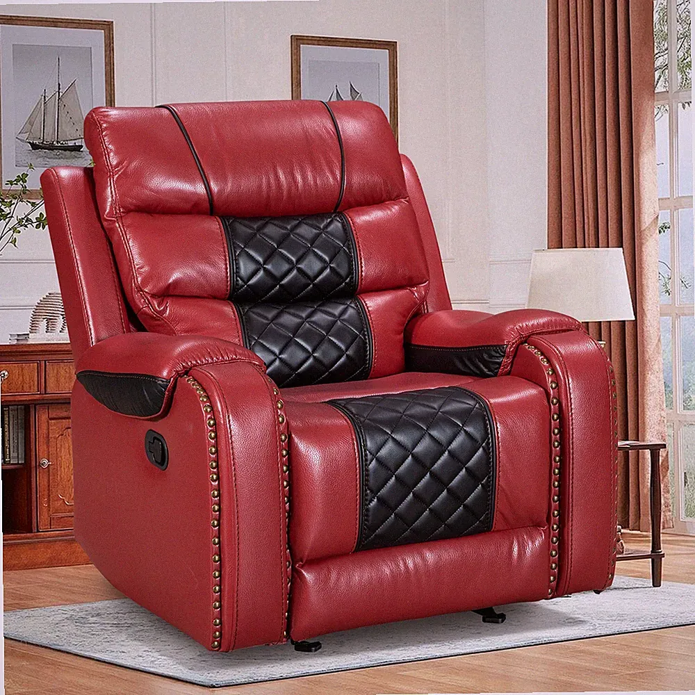 Recliner, Rocker, Wide manual Rocker Recliner Chair with Diamond Stitching