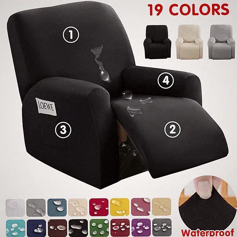 Recliner Sofa Cover Slipcover Stretch Soft Washable Protector with Pockets 1pc