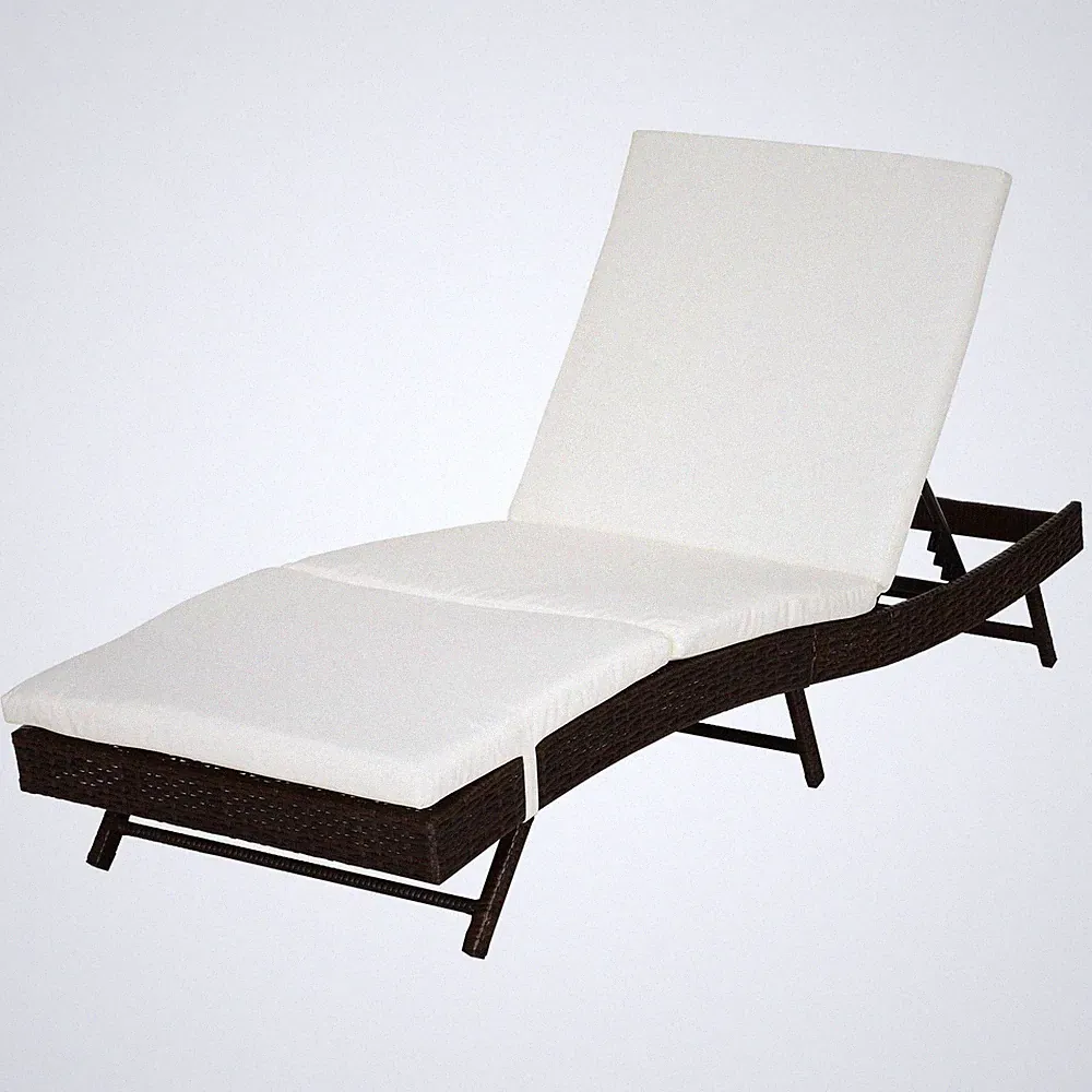 Reclining Sun Lounger 396lb Rated 78.75in Long PE Rattan Seat Coffee