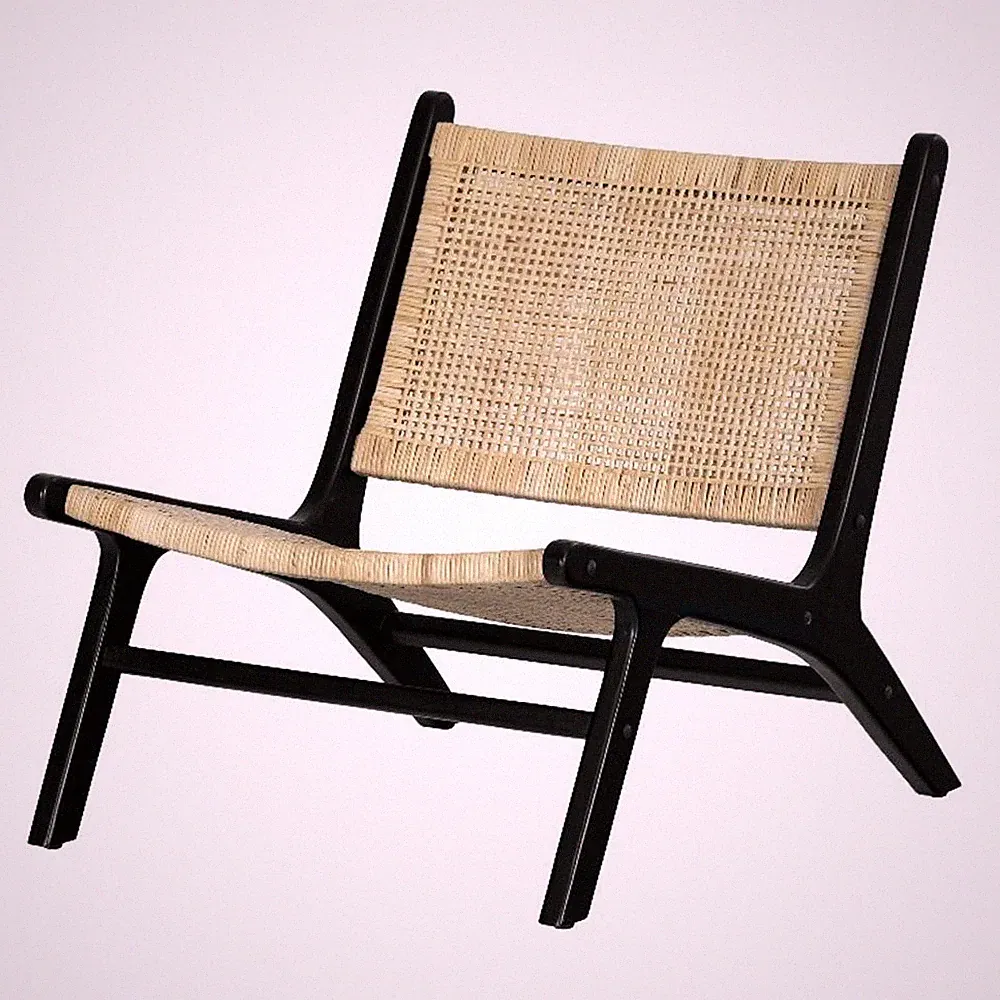 South Shore Rattan Lounge Chair Rattan and Black Balka
