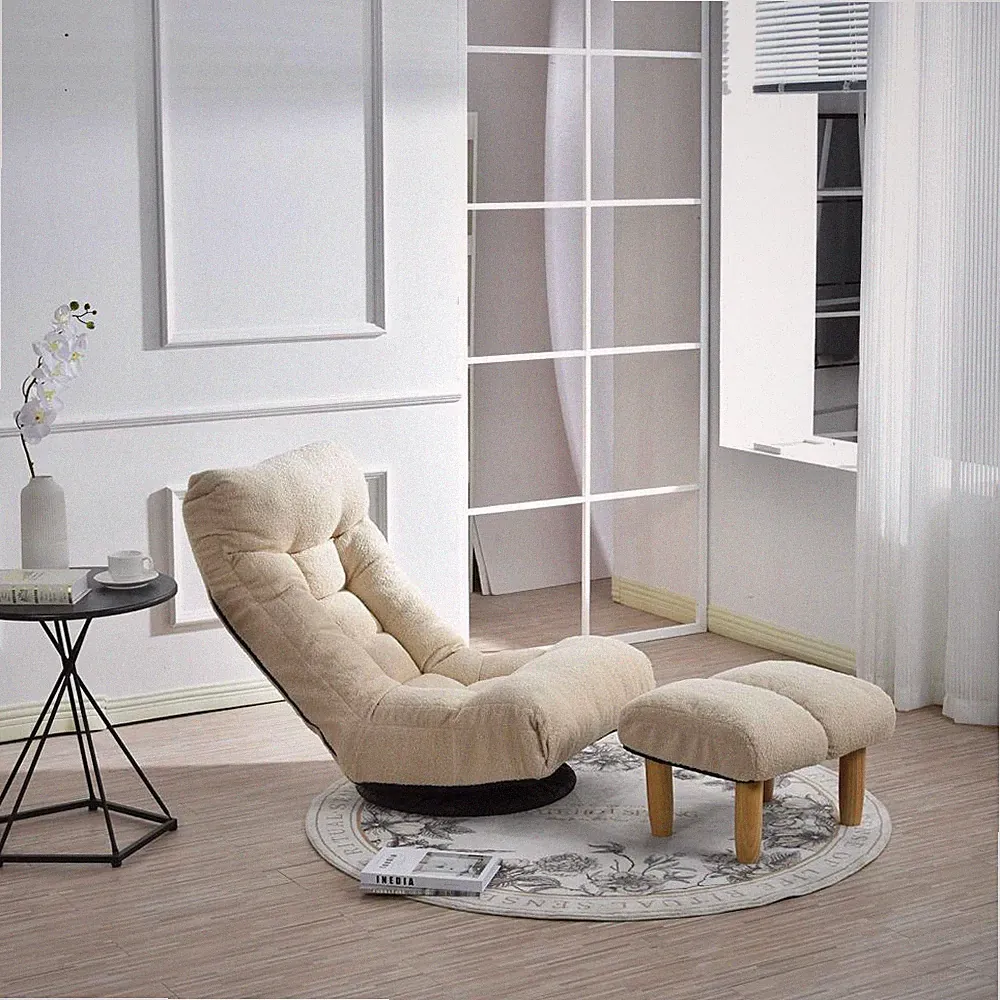Sturdy and Durable Single sofa reclining chair Japanese chair lazy sofan beige
