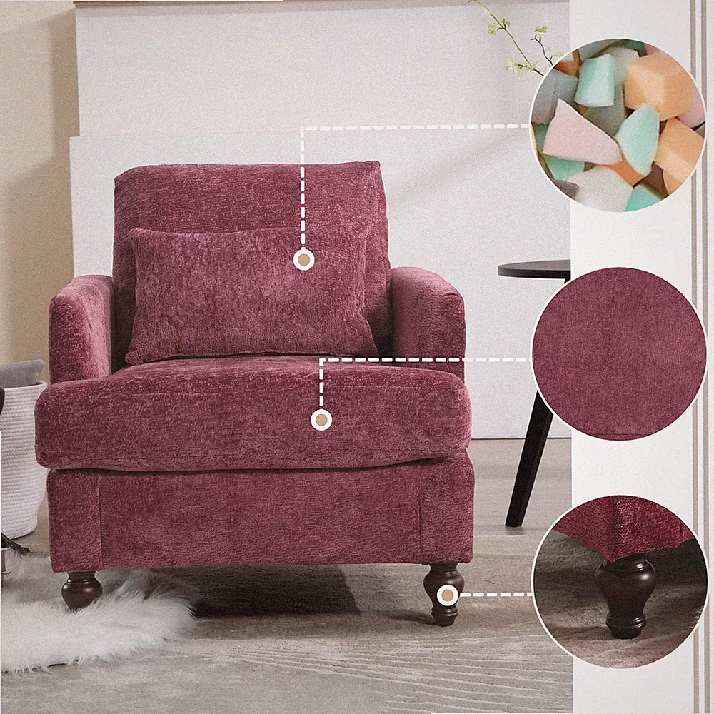 Wood Frame Armchair, Modern Accent Chair Lounge Chair for Living Room,Tufted Cl